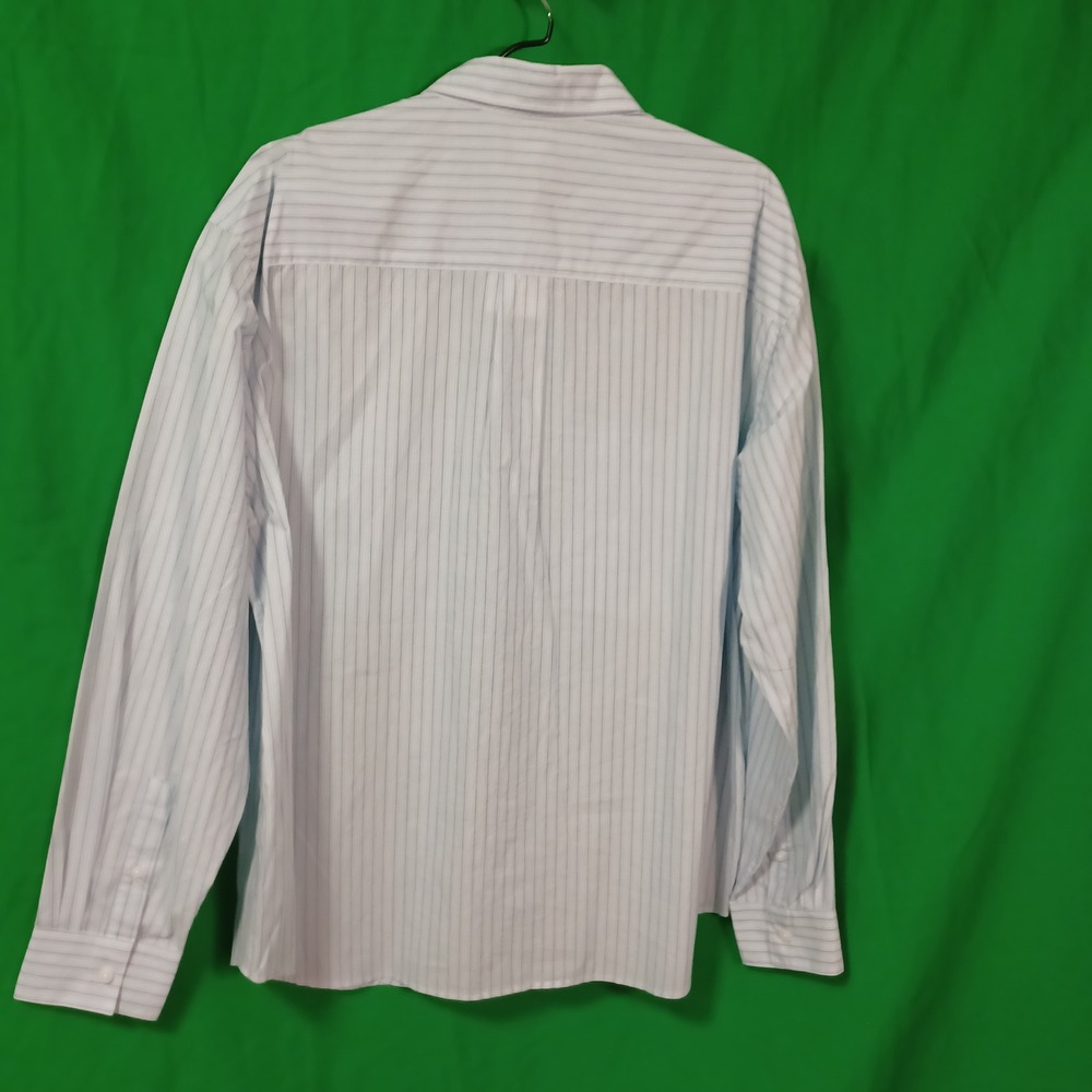H&M Mens Loose Fit Striped Button Down Shirt Light Blue White Large NWT